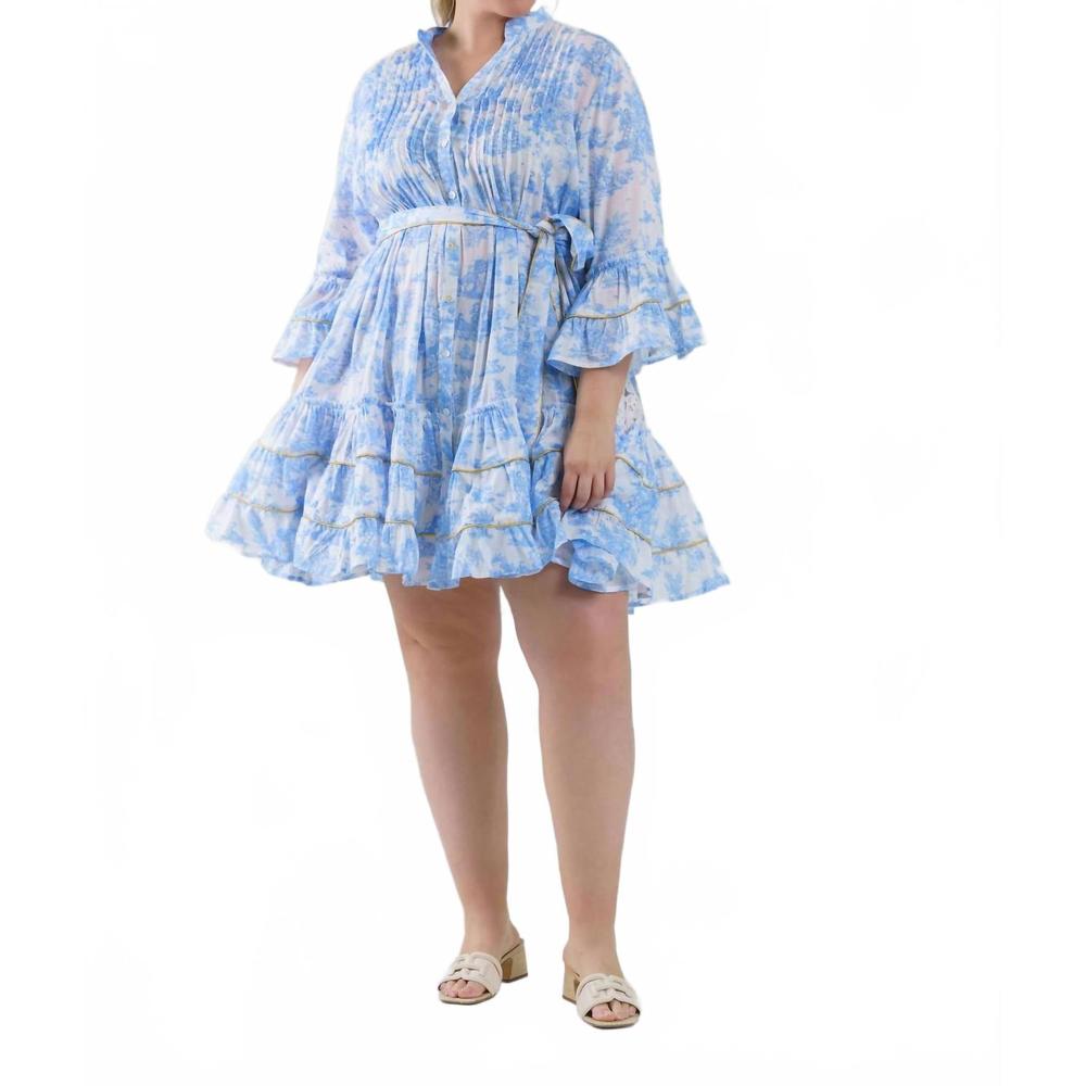 NEW PEP'S CANNES toile capsule mini dress - plus in white/light blue